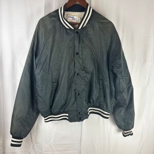 Chalk Line Bomber Jacket Mens XXL fit XL Black Sherpa Lined VTG Made USA 80s 90s